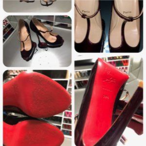 Christian Louboutin Burlina 120 Burgundy T-strap patent leather 39.5/9.5